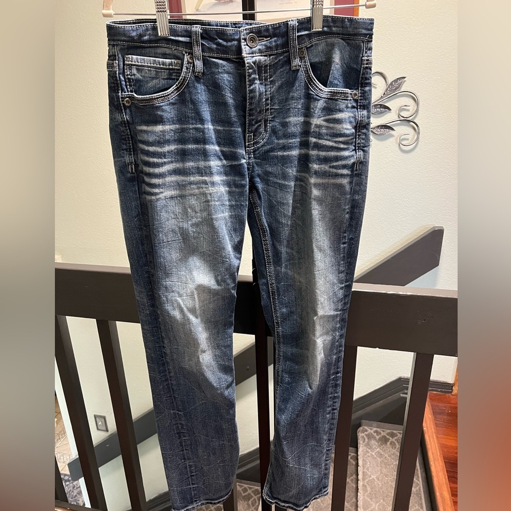 BKE Men's Washed Dark Blue Jake Straight Jeans w2 x 32 #JT13